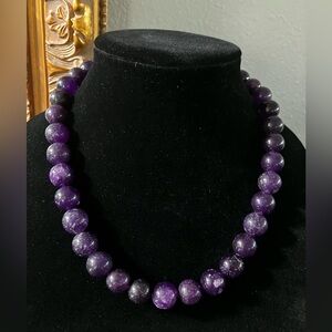 Vintage Single Strand Natural Amethyst Beaded Necklace. 20” (50 cm) long